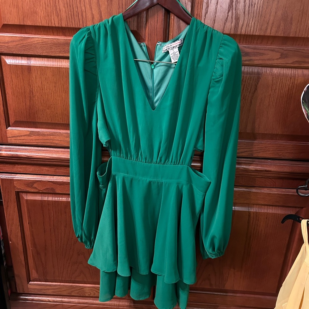 Flying Tomato Vibrant Green Long Sleeve Dress